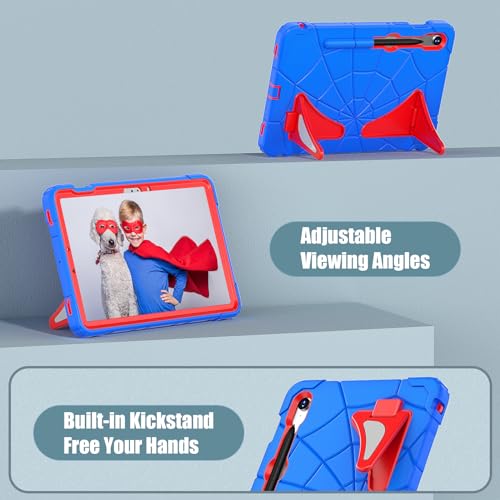 SIBEITU Case for Samsung Galaxy Tab S9 11 Inch/Galaxy Tab S9 FE 10.9 Inch 2023 for Kids with Screen Protector Stand, Kids Friendly Shockproof Case with Shoulder Strap for Samsung Tab S9/S9 FE, Blue
