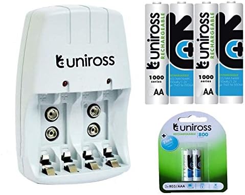 FRATELLI EVEREADY UNIROSS Charger with Rechargeable Battery Combo with 4 AA and 2 AAA Batteries
