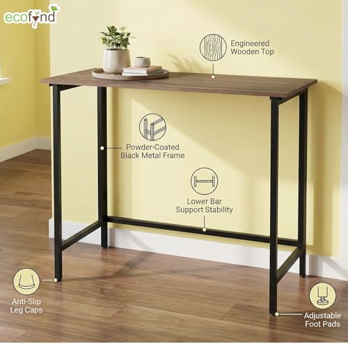 Image of ecofynd 31 Inch Console Table, Metal with Engineered Wooden top for Long Narrow Hallway, Entryway, Living Room, Dining Room, Office, Home Side Table Storage Shelf (BLKBRN, CT006)