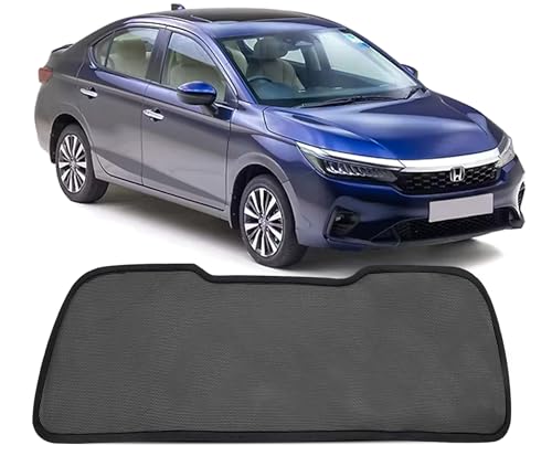 Image of Autofact Dicky Curtain for City 2020-2025 | Custom Fit Rear Windshield Sunshade | Foldable Mesh | Privacy & Cooling Car Accessory | Car Rear Sun Shade UV Block Easy Install Durable Black Mesh