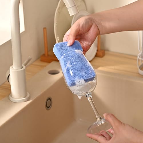 Image of Fox Run Silicone Dish Scrubbers, Set of 6 Multi-Purpose Reusable Cleaning Brushes, Safe for Non-Stick, Blue, Cyan, and Light Purple
