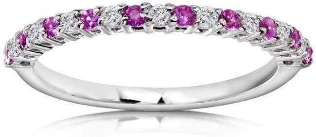 Kobelli Diamond and Pink Sapphire Band 1/4 carat (ctw) in 14kt White Gold, Size 10.5, White Gold