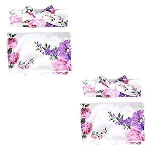 GALPADA 2 Sets/2 Stks Haarband Wrap Set Tulband Hoofdband Para Beb Pasgeboren Hoofdband Pasgeboren Inbakeren Deken Pasgeboren Ontvangen Deken Meisje Ontvangen Dekens De Bloemen