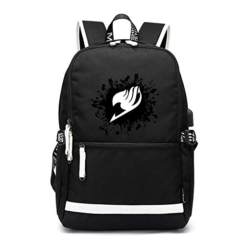 Fairy Tail Mochilas con USB Puerto de Carga Escolares Moda Bolsa Estampada