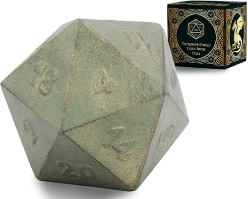 Comfify Cast Iron D20 Dice - Large, Heavy Metal 20-Sided