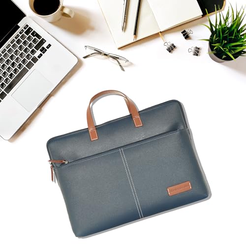 Image of Giordano Unisex 15 Inch Laptop Sleeve PU Bag for Professionals | Premium Leatherette | Water-Resistant & Padded Slim-Fit with Trolley Strap for Men & Women