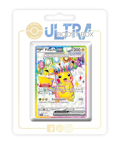 Pikachu ex 219/191 Full Art Téracristal Secrète - Ultraboost X Écarlate et Violet 8 Étincelles Déferlantes - Coffret de 10 Cartes Pokémon Françaises