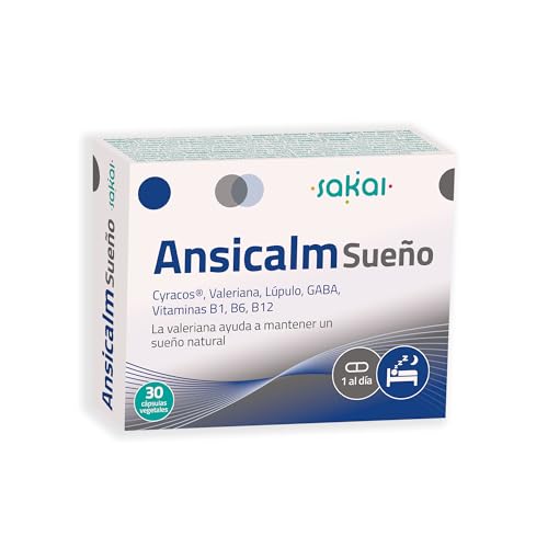 ANSICALM SUEÑO | CONCILIA EL SUEÑO Y REDUCE LA ANSIEDAD | Con Valeriana, Lúpulo, Cyracos®, GABA y Vitaminas B1-B6-B12 | Vegano, sin gluten ni lactosa [DESCANSO NATURAL] – SAKAI LABORATORIOS