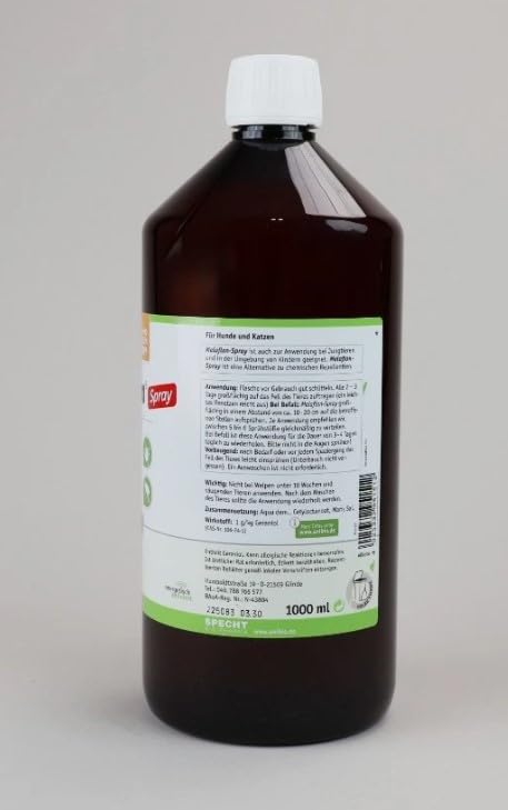 Anibio Melaflon Spray 1000ml - ohne Sprühkopf | Ungezieferbekämpfung für die direkte Anwendung auf dem Tier | auch zur Anwendung bei Jungtieren | für Hunde und Katzen