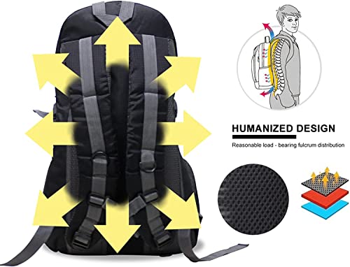 Besrina 40L Lightweight Hiking Backpack, Multi-functional Water-resistant Casual Camping Trekking Rucksack for Cycling Travel Climbing Mountaineer Outdoor Sport