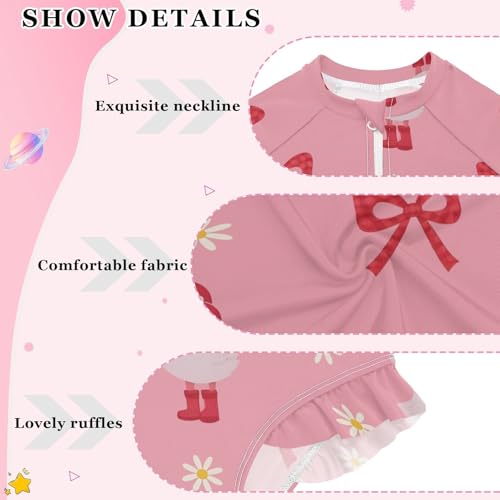 Image of Girls One Piece Swimsuits Long Sleeve Swimsuit Zipper Bathing Suits Swimwear