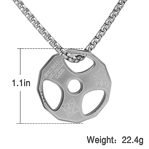 Dumbbell Necklace Fitness Gym, Weight Plate Barbell Pendant Stainless Steel2