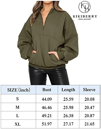 KIKIBERRY Womens Half Zip Up V Neck Long Sleeve Casual Sweatshirt Tops with Pockets 7 KIKIBERRY Womens Half Zip Up V Neck Long Sleeve Casual Sweatshirt Tops with Pockets