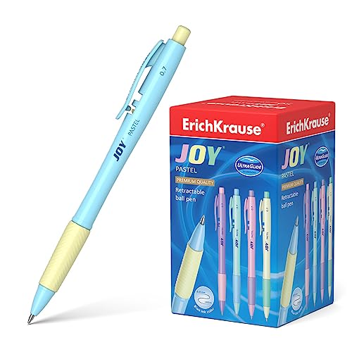 Stylos à bille rétractables JOY bleus 0,7 mm pour écrire sans bavures ni douleurs au bureau