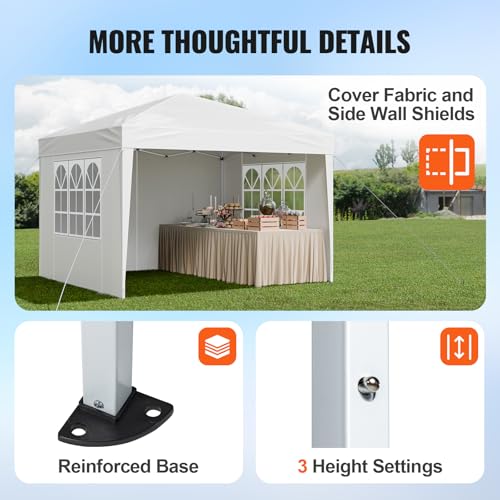 VEVOR Pop Up Canopy, 10 x 10 FT Instant Canopy Portable Gazebo with 3 Sidewalls & 2 Ventilated Windows, Height Adjustable Pop-Up Outdoor Shelter Tent for Events, Patio, Backyard, Party, Parking 6 VEVOR Pop Up Canopy, 10 x 10 FT Instant Canopy Portable Gazebo with 3 Sidewalls & 2 Ventilated Windows, Height Adjustable Pop-Up Outdoor Shelter Tent for Events, Patio, Backyard, Party, Parking - Image 6