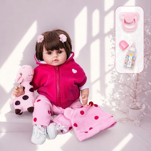 DOLLHOOD Reborn Girl Baby Doll - 18-Inch Realistic Baby Doll with Complete Accessories - Lifelike, Newborn Girl Doll with 360 Movable Arms and Legs. Includes Birth Certificate