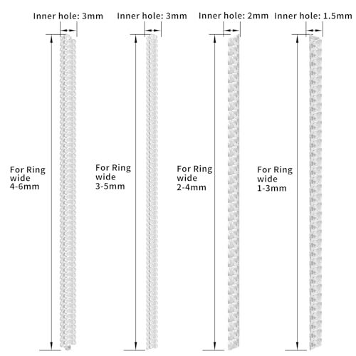Sibba Invisible Ring Size Adjuster for Loose Rings, 12 Pack 4 Sizes Clear Ring Sizer Adjuster, Invisible Ring Guards Fit Any Rings, Spiral Silicone Tightener Set for Men and Women
