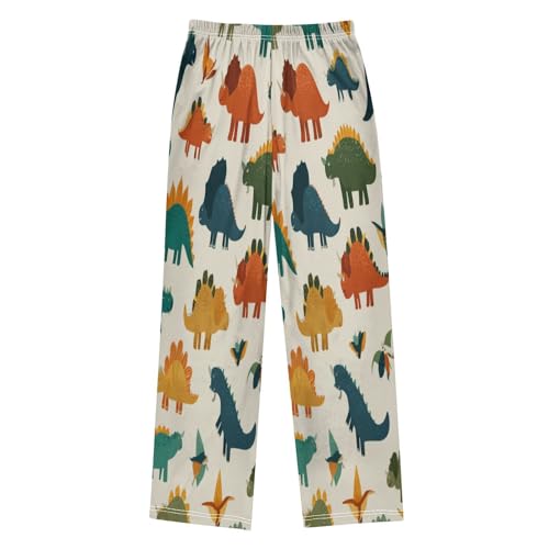 Cute Colorful Dinosaurs Pajama Pants Soft Lounge Sleepwear PJ Bottoms with Elastic Waist Ages 6-14 Years2