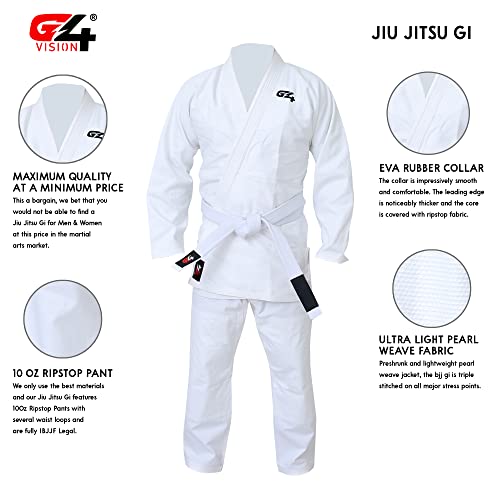 G4 Vision Bjj Gi Mens Kids Brazilian Jiu Jitsu Suit Jujitsu Adult Uniform Adult Youth Blue Black White thumb #2