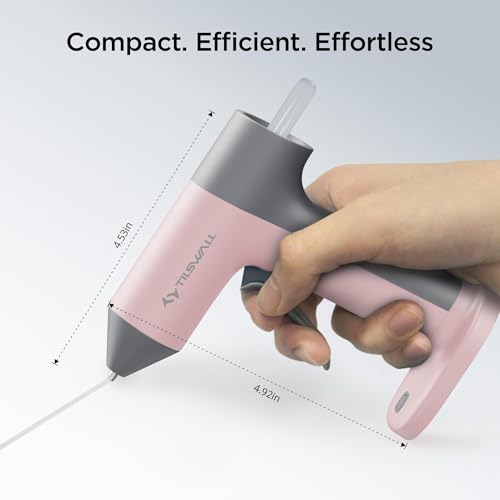 Image of Tilswall Cordless Hot Glue Gun W106 with 30s Fast Preheating Pink | Glue Gun Cordless & Rechargeable with Smart Power-Off, 2Ah Built-in Battery, 20pcs Glue Sticks, Ideal for DIY Craft, Repaire