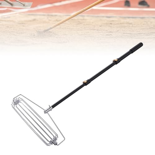 Hamwesh Sand Trap Rake, 304 Stainless Steel Rustproof Sand Bunker Rake, Beach with Retractable Aluminum Pole for Long Jump High Jump Baseball Fields Beach Maintenance