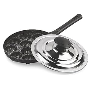Milton Pro Cook Appam Patra 12 Pit With Stainless Steel Lid, Black