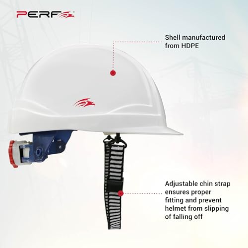 Image of PERF Safety Helmet for Construction & Outdoor Work|Easy 3D Fitting System for Any Head Size|Lightweight|8-Point Support Easy Impact Absorption Sweatband|Orbit-R|White