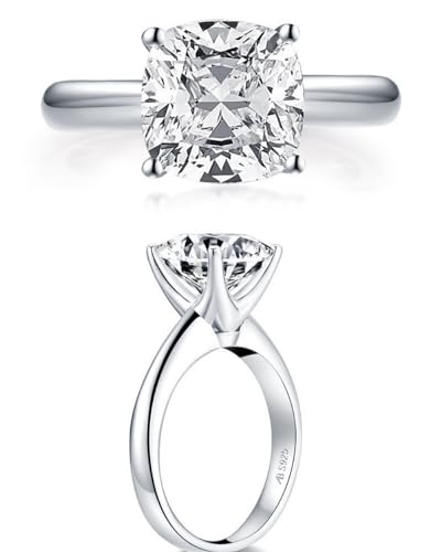 3.5 Carat Moissanite Diamond Ring, Square Cut Promise Ring, Engagement Rings for Women, Wedding Band, White Gold Plated Sterling Silver 3.5ct D Color VVS1, Anniversary Jewelry2