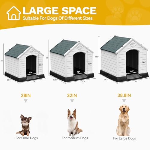 DWVO Plastic Dog House, Weatherproof Outdoor/Indoor Doghouse, Puppy Kennel with Air Vents and Elevated Floor - Image 6