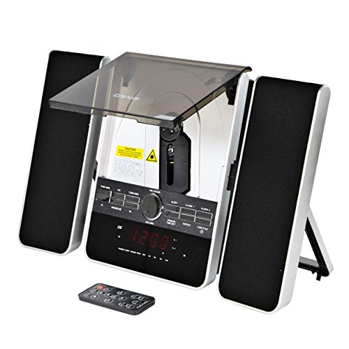 Craig CM427 3-Piece Vertical CD Stereo Shelf System with AM/FM Radio and Remote Control in Black | LED Display | Dual Alarm Clock with Snooze | AUX Port Compatible | - Thumbnail 5