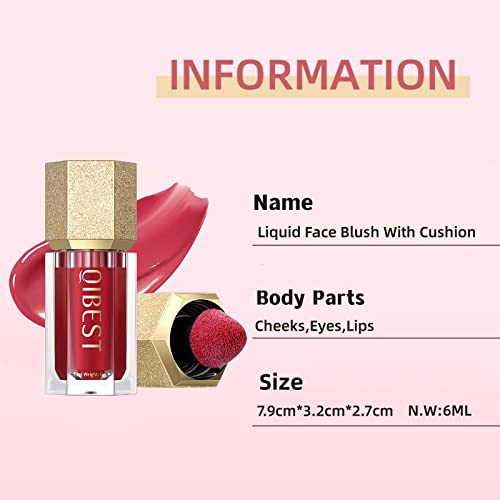 Rosarden Face Blush Liquid, Matte Blush Stick For Cheeks,Red Blush With Bulit-In Puff , Cream Liquid Blush Makeup, Quick-Drying Soft Cream Face Blush,Long Wearing Smudge Proof Face Blush Stick For Cheek #TOP6