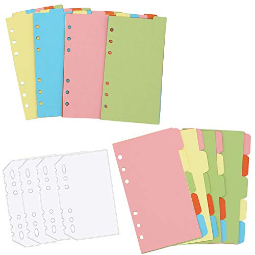 LONG TAO 12 Set A6 6 Holes Durable Colorful Loose Leaf Notebook Write-On Dividers Index Dividers with Clear Binders