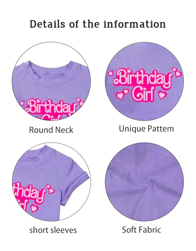 Image of YHHR Birthday Girl Shirt 5-12 Years Kids Birthday Party Shirts Letter Top | Soft Skin-Friendly Kids Crewneck Short Sleeve Tee,Comfy Regular Fit , Perfect Birthday Party Outfit ,Lovely Birthday Gift