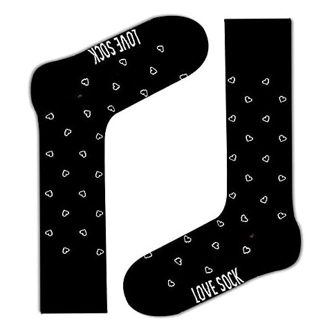 Love Sock Company fun colorful funky patterned organic cotton men's dress socks (mini hearts black) Cover