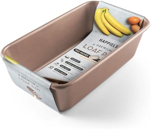 HAPPIELS Nonstick 9x5 inch Bread Loaf Pan for Oven | PFOA & BPA Free Non Toxic Loaf Tin | Molds for Baking | Best 9 x 5 Non stick Bakeware | Nontoxic 5x9 Banana Bread Mold Pans & Tins