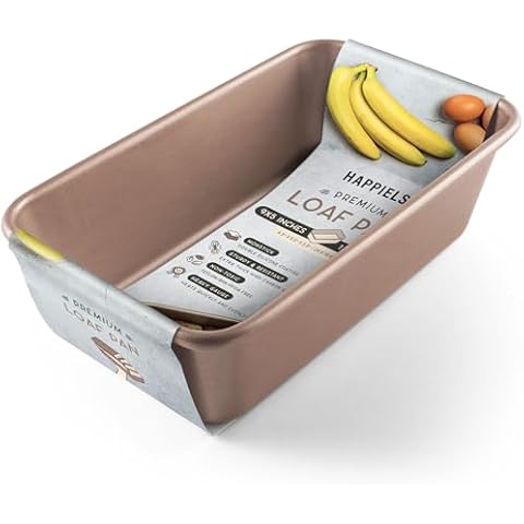 HAPPIELS Nonstick 9x5 inch Bread Loaf Pan for Oven | PFOA & BPA Free Non Toxic Loaf Tin | Molds for Baking | Best 9 x 5 Non stick Bakeware | Nontoxic 5x9 Banana Bread Mold Pans & Tins Cover