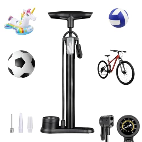 Xylomart Portable Aluminum ABS Bike Pump with Pressure Gauge 130 160 PSI Handheld Bicycle Inflator for Road & Mountain Bikes Presta/Shrader Valve Compatible