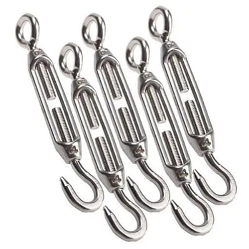 Turn Buckle Bolt 10PCS acero inoxidable 5PCS 304 Gancho y Ojo Tensionador para cable de cuerda balustrada Hardware Kit miniatura 5