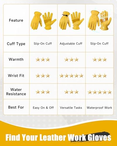 Leather Work Gloves for Men & Women, Reinforced Durable Gardening Gloves,Cowhide Work Gloves,Puncture & Cut Resistant