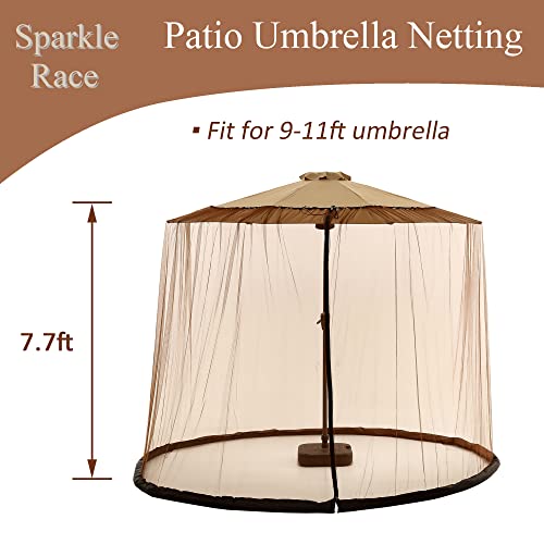 Sparkle Race Patio Umbrella Mosquito Net, Patio Mosquito Netting For Cantilever Umbrella, Brown Mosquito Netting Offset Umbrella Outdoor Patio Screen For 9-11’ Deck Table Umbrellas Outside Canopy Tent #TOP1