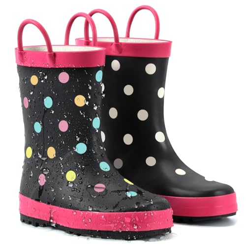 Furuian Color Changing Toddlers Kids Rain Boots for Girls Boys Waterproof Rubber Rain Boots for Toddler Girl Outdoor Rainboots with Easy-on Handles Cute Prints(Toddler/Little Kid/Big Kid)
