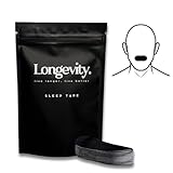 Longevity Sleep Tape - 30 Strips (Black) - Dermatologically Tested Mouth Tape for Sleeping, Women and Men - Supports Nasal Breathing and Reduces Snoring - 95% Cotton, Rayon-Free Mouthtape