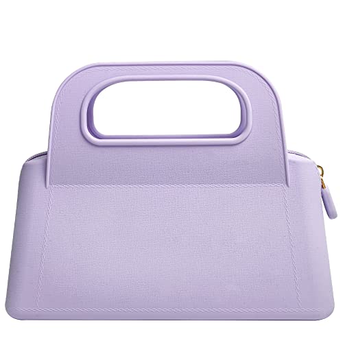 Silicone Makeup Pouch Case for Women : Cosmetic Bags for Purse Portable Makeup Bags Toiletry Purse for Girls Cosmetic Pouch Bags Simple Zipper Pouch for Ladies Waterproof (Purple)