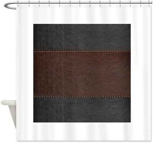 CafePress Brow and Black Vintage Leather Look Decorative Fabric Shower Curtain