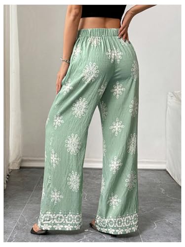 SOLY HUX Women's Wide Leg Boho Pants Floral Print Tie Front Baggy Beach Palazzo Trousers Vacation Clothes2
