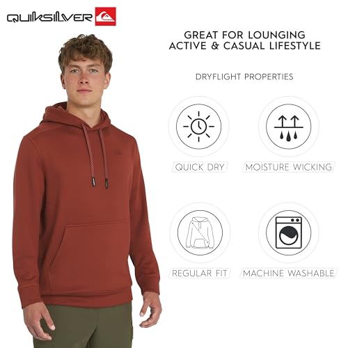 Image of Quiksilver Men's Regular Fit Active Performance Heavyweight Jacquard Mesh and Polar Fleece Pullover Hoodie (S-XL)