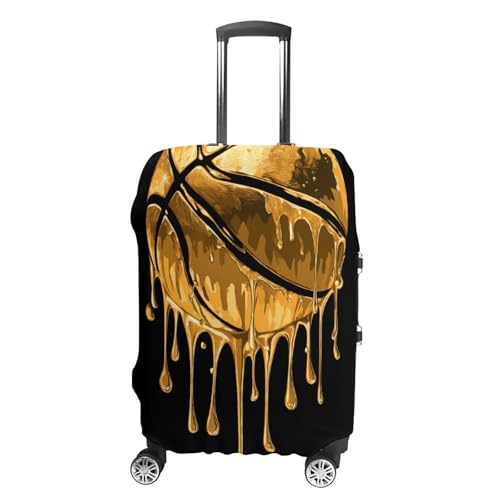 Dripping Gold Basketball Luggage Covers Washable Travel Suitcase Cover Elastic Baggage Protector