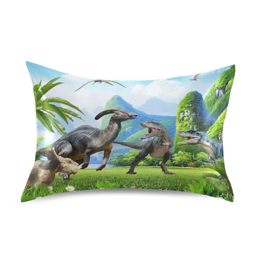 Zathe Dinosaur Kids Funny Velvet sham Pillow case Pillow Cases Soft and Cozy Percale Cotton Pillow Cases Slick Pillow Covers Soft Pillow Cases Standard Size 20x26 inches