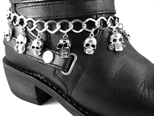 Skulls Motorcycle Accessory Boot Bracelet Bling Iron Chain Biker Accessory Women's Custom Skull Jewelry