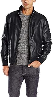 Tommy Hilfiger Men's Smooth Lamb Touch Faux Leather Unfilled Bomber, Black, L